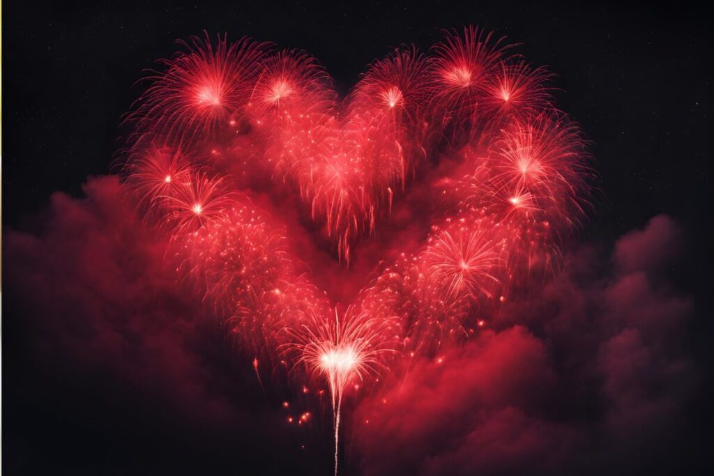 日本の男性はプロポーズが苦手です
その辺りで許してあげて
ハート型の打ち上げ花火の写真